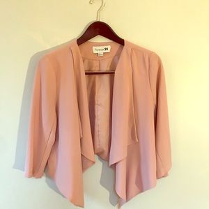 Blush Drape-front blazer